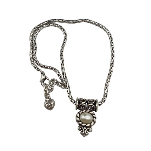 Brighton reversible Pendant necklace Gold tone muted white silver tone 18" - Picture 9 of 10