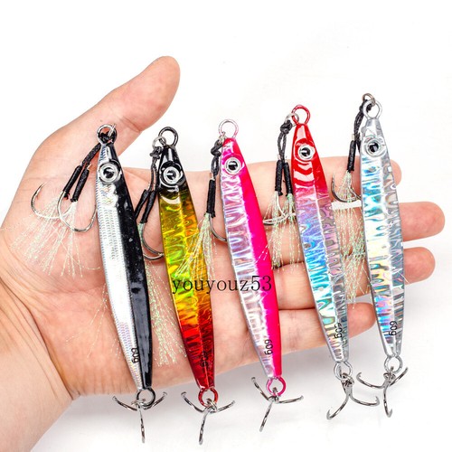 5 Stück 10-60g Slow Fall Pitch Angelköder Sinking Blei Metall Flat Jig Jigging Köder - Bild 5 von 18