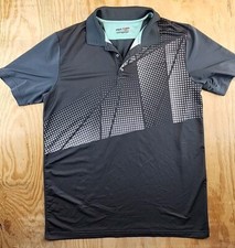 Fila Sport Golf Gray Geometric Polo Shirt Mens Large Lightweight Poly Blend
