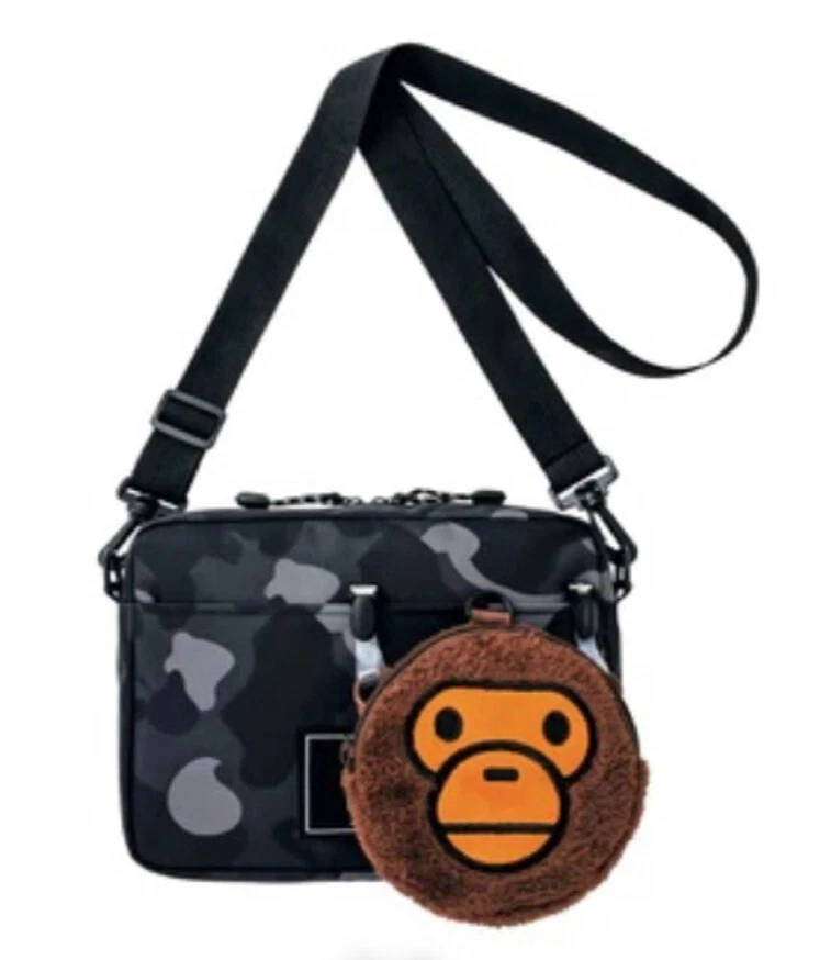 Bape Kids by A Bathing Ape Camo BLK Shoulder Bag & MILO Pouch