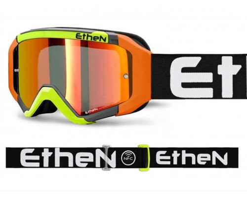 MASCHERA MASCHERINA CROSS ENDURO ETHEN 05R MX0571 ARANCIONE GIALLO FLUO  SPECCHIO | eBay