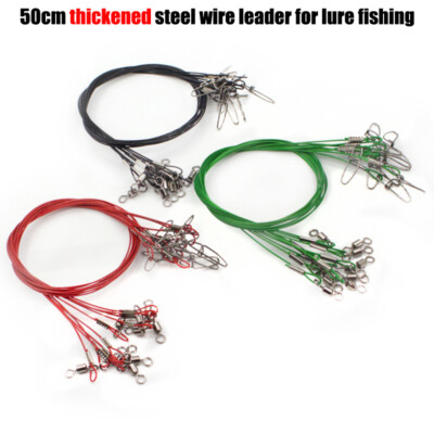 50cm Fishing Wire Line Lead Leash Anti Bite Steel Wire Leader With Rolling 