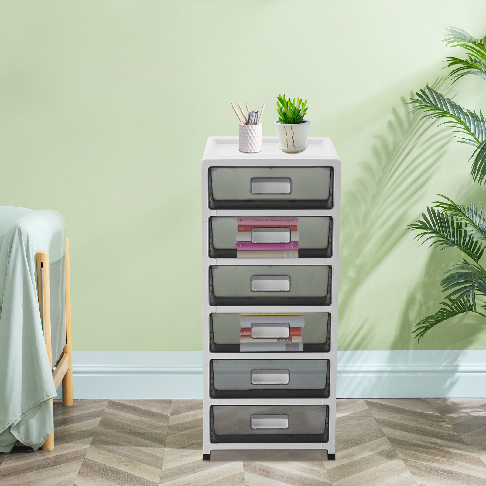 6-Drawer Desktop Organizer，Clothing Storage Cabinet/Office Data Filing Box