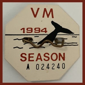 Vtg VENTNOR MARGATE Beach Tag/Badge - 1994 - DOLPHIN SWIMMING - #A024240