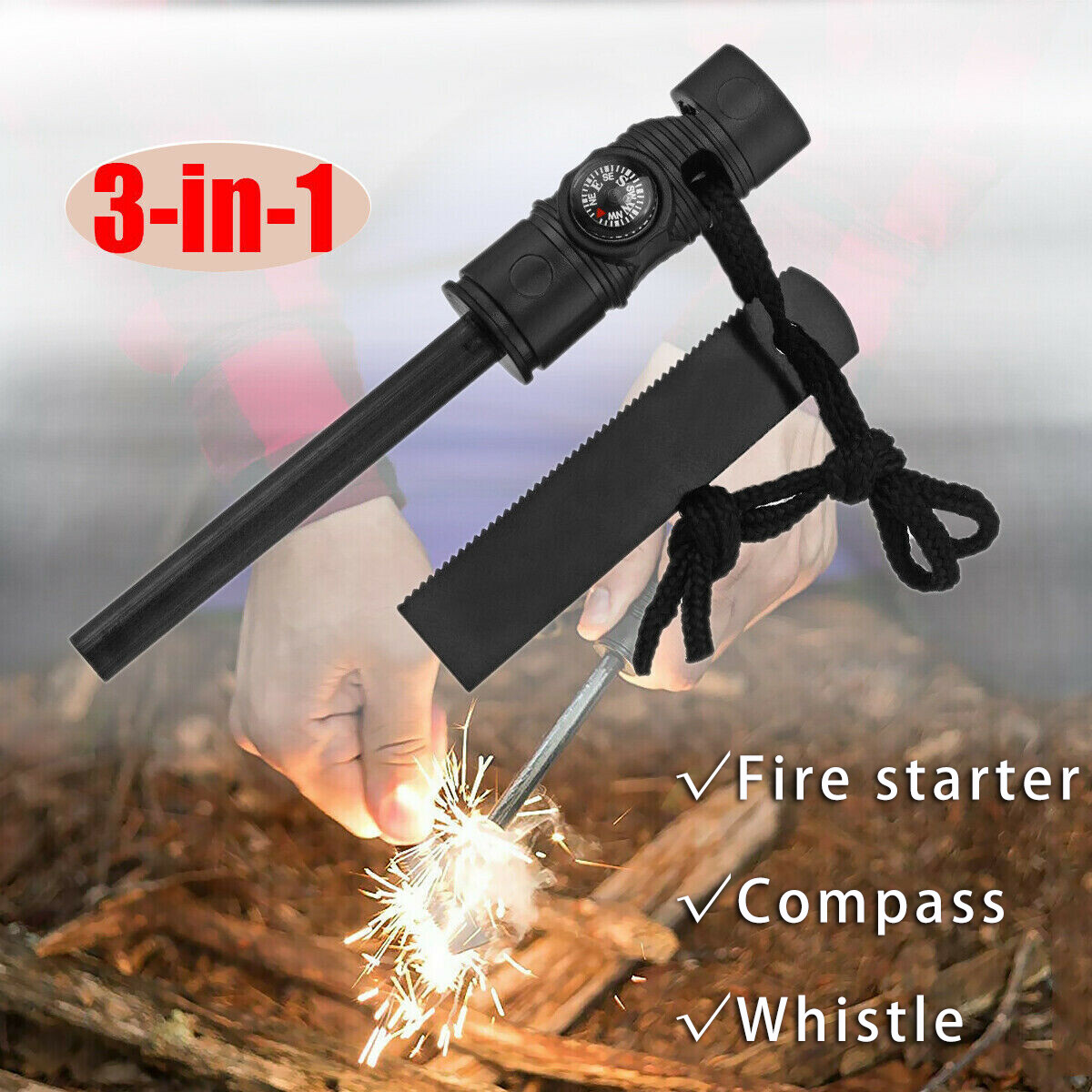 Survival Fire Steel, Flint Striker Steel Fire Starter, Magnesium - Foto 5