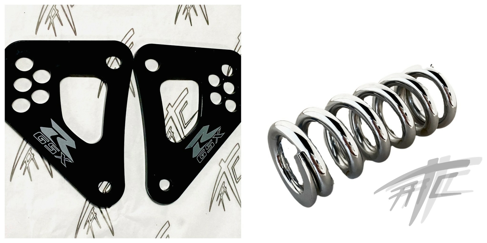 BLACK BILLET LOWERING LINKS & CHROME HEAVY DUTY SPRING 09-16 SUZUKI GSXR1000