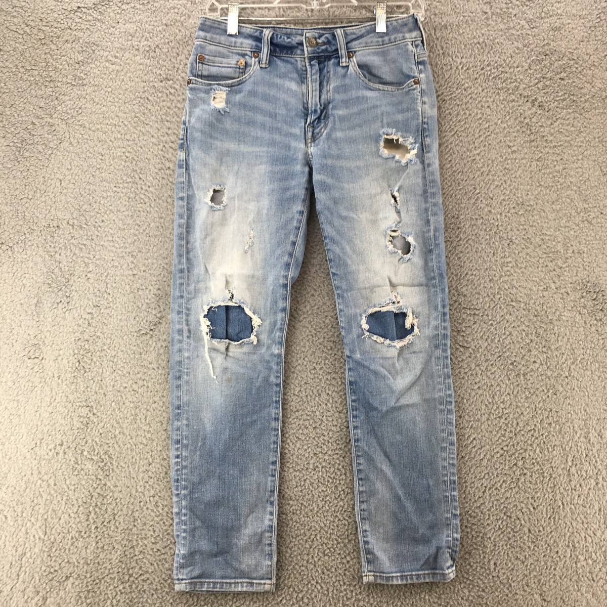 American Eagle Outfitters Ripped Skinny Jeans Mens 28x28 Blue Pockets  Button