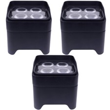 3-Pack of ColorKey MobilePar Mini HEX 4 RGBAW UV Battery Powered Light Fixture