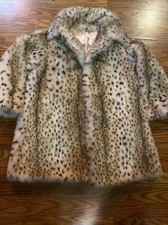 Vintage Women’s Sears Leopard Faux Fur Coat Size 10 Button 60s