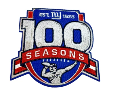 New York Giants 100th Anniversary NFL Season Embroidered 4in Iron / Sew-On Patch