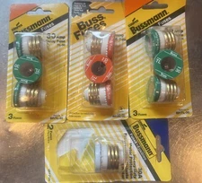 LOT OF 10 Screw In Fuse BASE HOUSE PLUG FUSES Various Amps - See Pics!