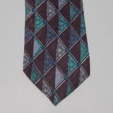 Karl Lagerfeld Neck Tie 100 Silk Purple Green Geometric Made in USA