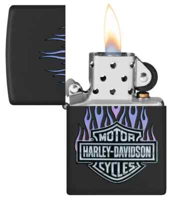 Zippo 46677, Harley Davidson Motorcycles Logo Design, Black Matte