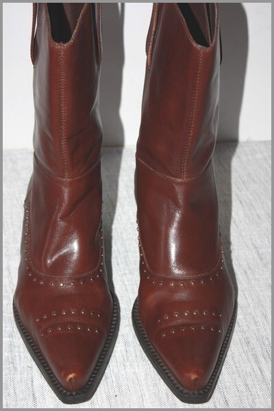 Bottines San Marina En Cuir Clouté, Taille 40 Marron - Occasion Très Bon état
