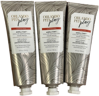 ORLANDO PITA PLAY Ampli-Tint Color Depositing Hair Mask COPPER RED - Lot of 3