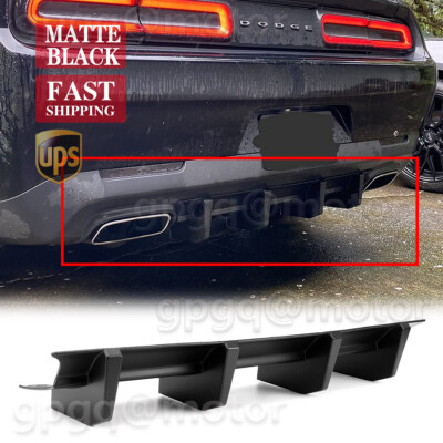 For Dodge Challenger SRT 15-2023 Matte Black Rear Bumper Lip Diffuser Shark Fins