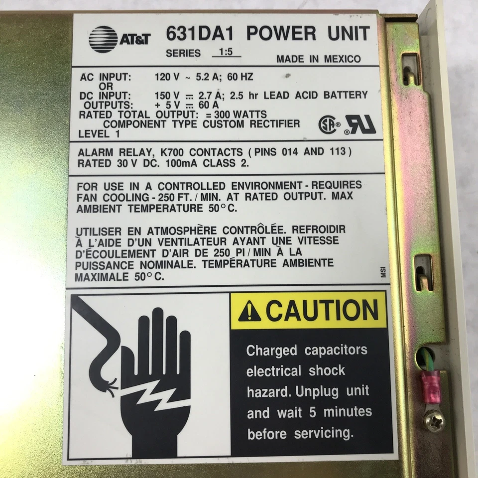 Avaya 631DA1 Lucent Series 1:4 120VAC 5.9Amp 60Hz Phone System Power Supply - Image 3 of 4