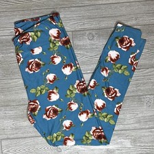 NEW Vintage Lularoe TC Leggings Light Blue with Pink Floral Flowers Tall  Curvy