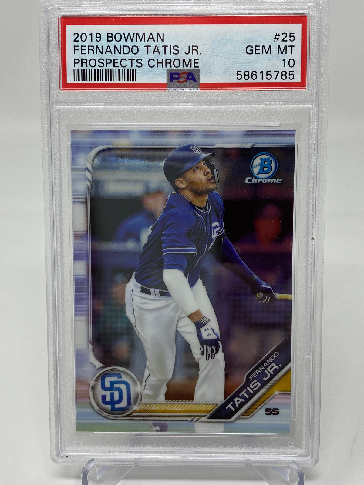 2019 Bowman #25 Fernando Tatis Jr. Rookie Card - PSA 10 view 9