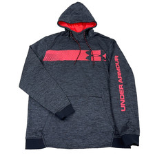 Under Armour Hoodie Men Large Gray Pink Sweatshirt Performance Cold Gear Loose