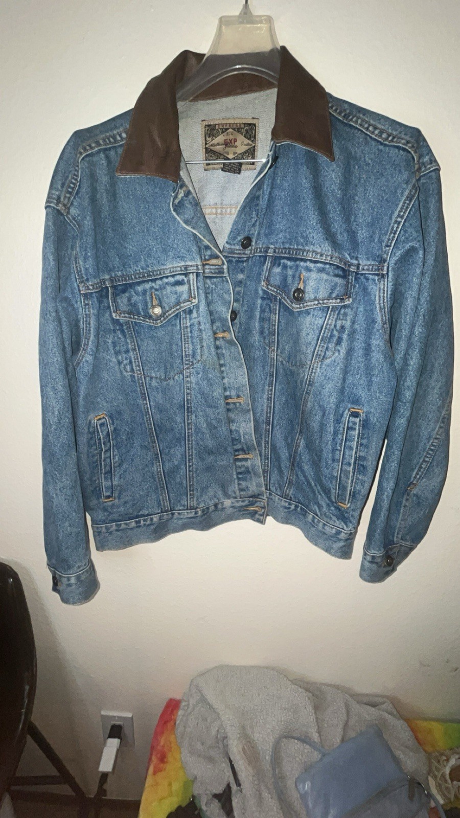 Vintage  Express Cropped Denim Jean Jacket Compagnie Internationale Womens Large