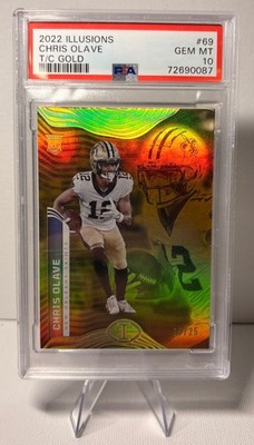Chris Olave 2022 Panini Illusions Trophy Collection Gold #69 New Orleans PSA10