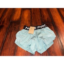 New Nike Pro Kids Teal Training Shorts youth XS Dri Fit Athletic Gym Workout 35