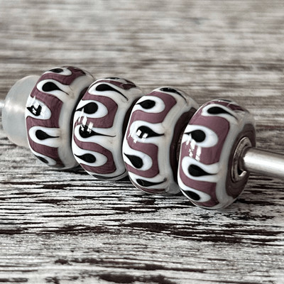 TROLLBEADS Purple White Black Teeth Unique LAA 925S NEW! Opaque, $ per Bead