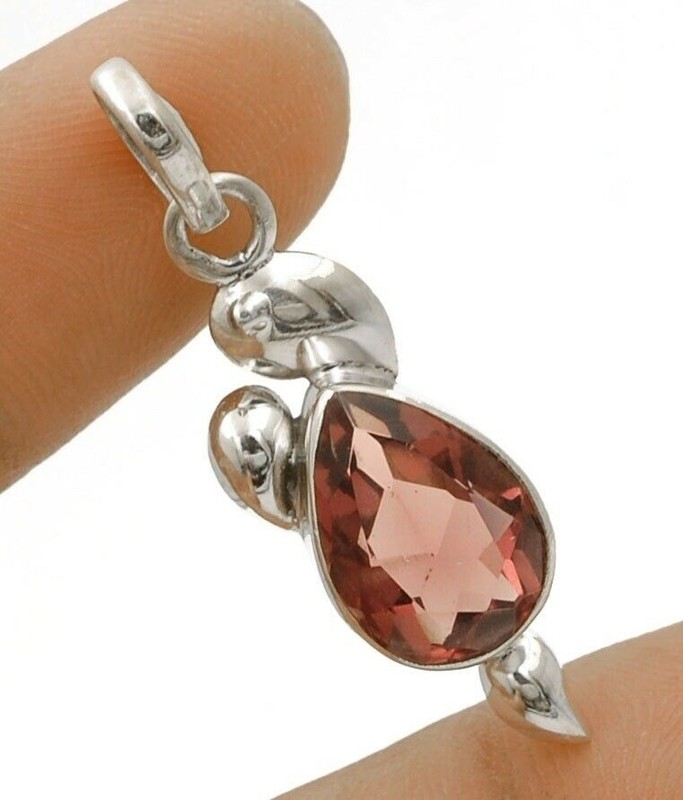 2CT Natural Pink Amethyst 925 Solid Sterling Silver Pendant Jewelry @21-4