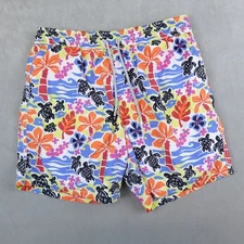 Vilebrequin Swim Trunks Tropical Sea Turtle Print Men XL Colorful Mesh Lined