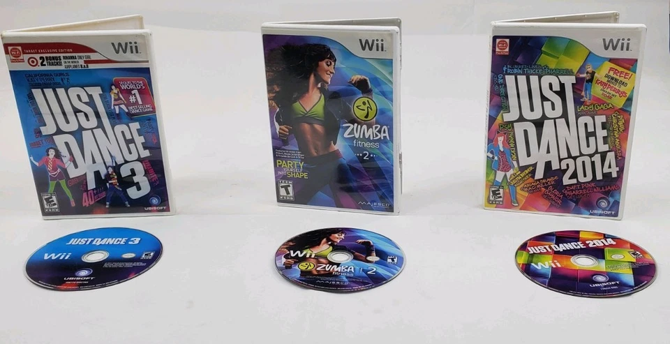 Lote de juegos Wii x 3, Just Dance 2014, Just Dance 3, Zumba Fitness 2 PROBADO con fundas Foto 2 de 4