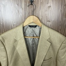 Jos A Bank Sport Coat Mens 42R Tan Multicolor Solid 100 Percent Silk Two Buttons