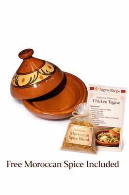 Cooking Tagine Moroccan Pot Tajine Lead Free Terra Cotta Unglazed Sm+ Free Spice