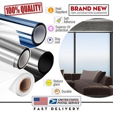 Black Silver Blue Mirror Window Film One Way Privacy Heat Control Removable