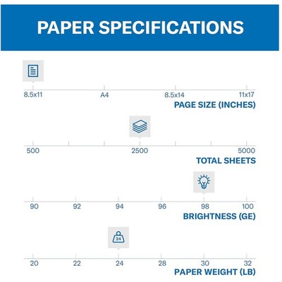 Acid-Free  Printer Paper, 98 Bright - 2500 Sheets