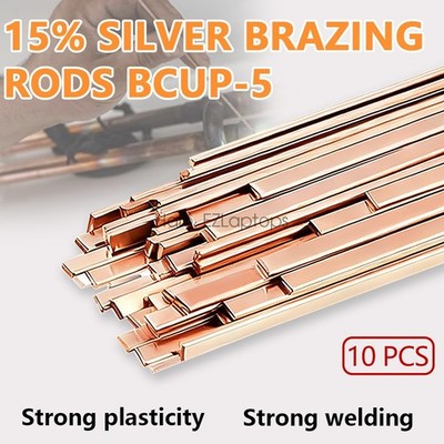 15% Silver Brazing Rods BCuP-5 10 Pcs for HVAC & Industrial Applications