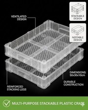 5 X Hevy Duty Plastic Stackable Crates Ventilated Tray Boxes Home Storage Basket