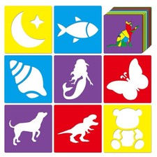 24 Piece Stencils for Kids Stencils for Painting Sidewalk Chalk Stencil Outdo...