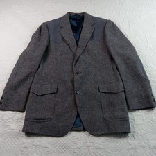 Pendleton Wool Suede Sport Coat Mens 42 43 L Blue-Gray Tweed Western Vtg EUC