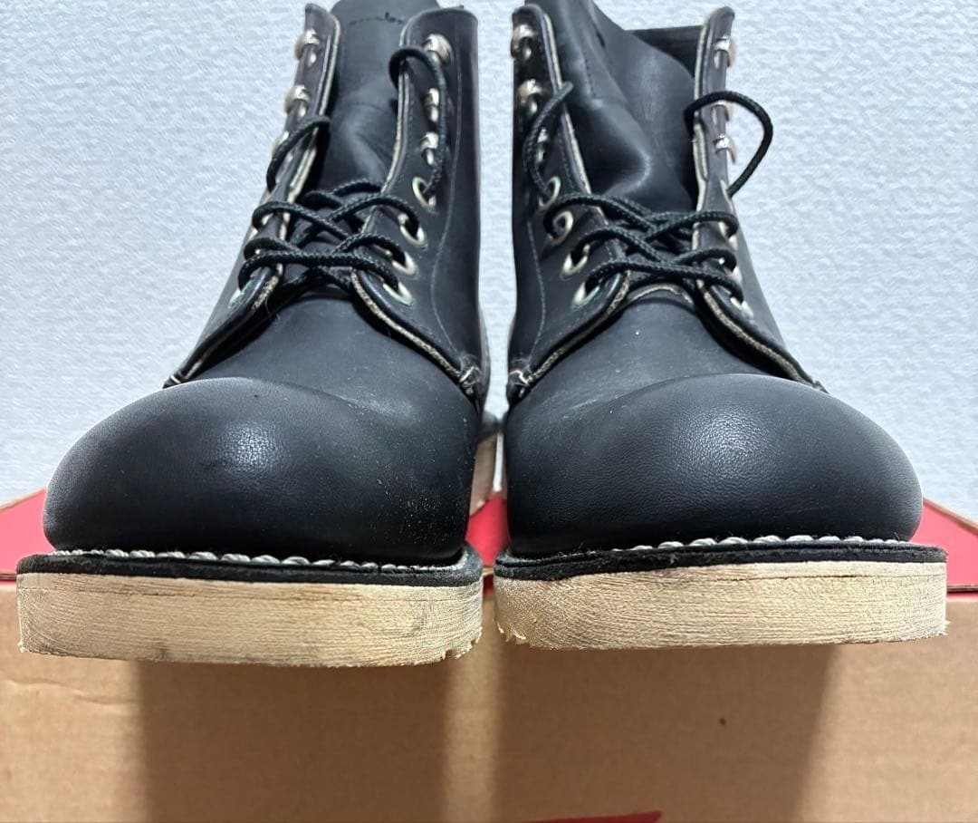 Red Wings 8165 29.5㎝ RED WING 8165 Plain Toe Leather Black Boots US:9.5D 057573d Used