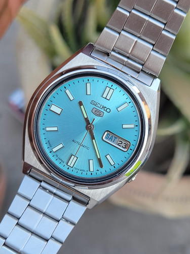 Seiko 5 SNXS Sky Blue dial 7009-3210 Automatic Watch Day/Date Japan