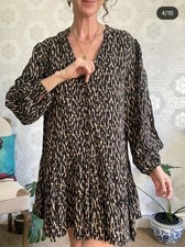 Zara Short Leopard Animal Print Smock Oversized Summer Dress Size S Small 8 10