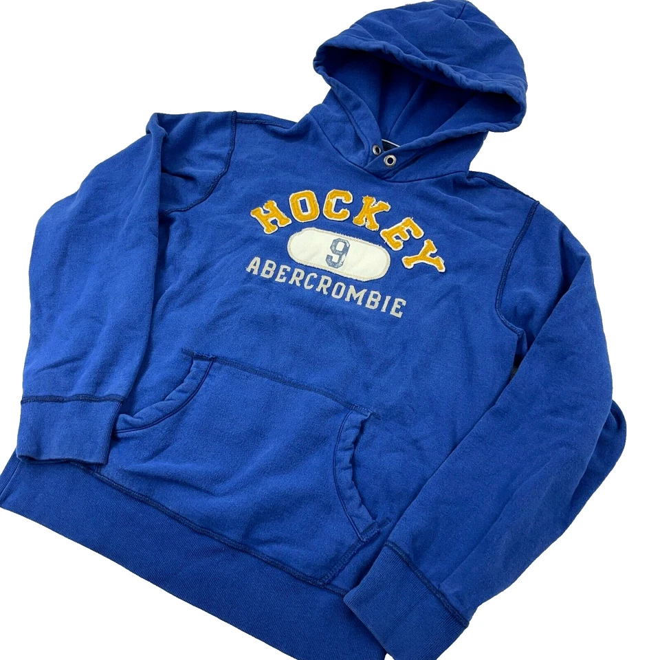 Abercrombie & Fitch Hoodie Boys XL Blue Sweatshirt Sweater Hockey VTG Y2K Youth - Image 2 of 4