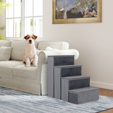 4-Step Dog Stairs w/Adjustable Steps for High Beds Sofas for Small Medium Dogs