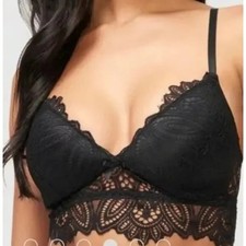 NEW Fredericks of Hollywood Finley Lace Bralette Black XL Padded Wireless NWT