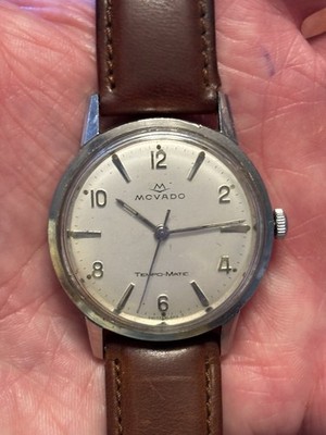 Midcentury Modern Automatic Movado Tempo-Matic Men Watch Sub Sea Stainless Steel