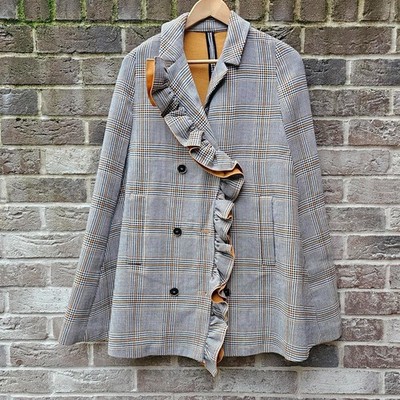 MSGM Plaid Ruffle Cape | Traitors Style | Size 40 (UK 8)