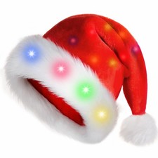 Oversized Light-Up Santa Hats with LED Lights for Adults and Kids
