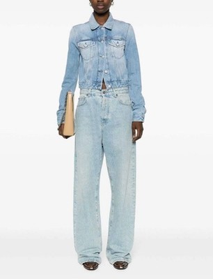 $850 ACNE STUDIOS ''Top LT Vintage'' women's cropped denim jacket - light wash - L