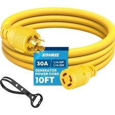 10FT 30 Amp Generator Extension Cord 4 Prong, NEMA L14-30P/L14-30R, Generator...
